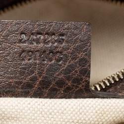 مملوكة مسبقًا Gucci Beige/Brown Diamante Canvas And Leather Large Horsebit Catherine Satchel