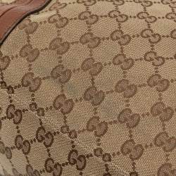 Pre Owned Gucci Beige/Brown GG Canvas And Leather Medium Bella Hobo