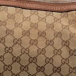 Pre Owned Gucci Beige/Brown GG Canvas And Leather Medium Bella Hobo