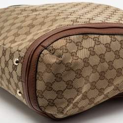 Pre Owned Gucci Beige/Brown GG Canvas And Leather Medium Bella Hobo