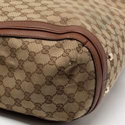 Pre Owned Gucci Beige/Brown GG Canvas And Leather Medium Bella Hobo