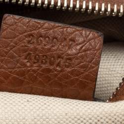 Pre Owned Gucci Beige/Brown GG Canvas And Leather Medium Bella Hobo