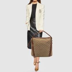 Pre Owned Gucci Beige/Brown GG Canvas And Leather Medium Bella Hobo
