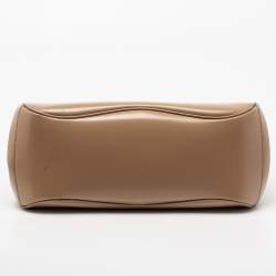 Pre Owned Gucci Beige Leather Lady Lock Bamboo Top Handle Bag