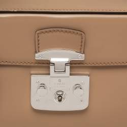 Pre Owned Gucci Beige Leather Lady Lock Bamboo Top Handle Bag