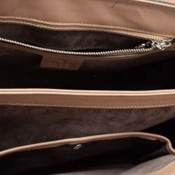 Pre Owned Gucci Beige Leather Lady Lock Bamboo Top Handle Bag