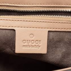 Pre Owned Gucci Beige Leather Lady Lock Bamboo Top Handle Bag