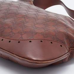 Pre Owned حقيبة هوبو غوتشي بانش جلد غوتشيسيما بنية