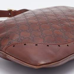 Pre Owned حقيبة هوبو غوتشي بانش جلد غوتشيسيما بنية