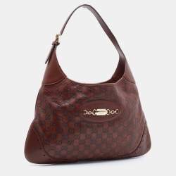 Pre Owned حقيبة هوبو غوتشي بانش جلد غوتشيسيما بنية