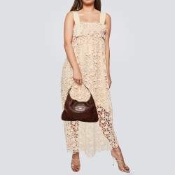 Pre Owned حقيبة هوبو غوتشي بانش جلد غوتشيسيما بنية