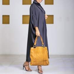 Pre Owned Gucci Yellow Guccissima Leather Large Bamboo Bar Tote