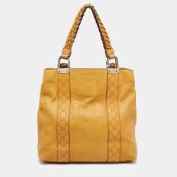 Pre Owned Gucci Yellow Guccissima Leather Large Bamboo Bar Tote