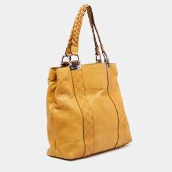 Pre Owned Gucci Yellow Guccissima Leather Large Bamboo Bar Tote