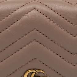 Gucci Dusty Pink Matelassé Leather GG Marmont Card Case