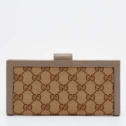 Gucci Beige/Brown GG Canvas And Leather Scarlett Continental Bifold Wallet