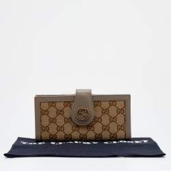 Gucci Beige/Brown GG Canvas And Leather Scarlett Continental Bifold Wallet
