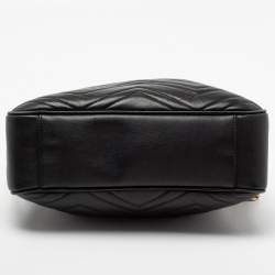مملوكة مسبقًا Gucci Black Matelassé Leather Medium GG Marmont Camera Bag