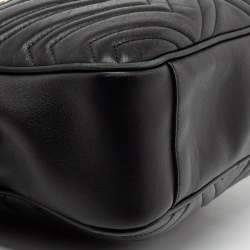 مملوكة مسبقًا Gucci Black Matelassé Leather Medium GG Marmont Camera Bag