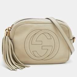 Pre Owned Gucci Cream Leather Small Soho Disco Shoulder Bag
