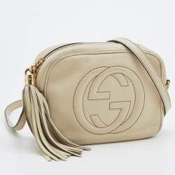 Pre Owned Gucci Cream Leather Small Soho Disco Shoulder Bag