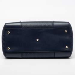 مملوكة مسبقًا Gucci Navy Blue Diamante Leather Top Zip Shopper Tote