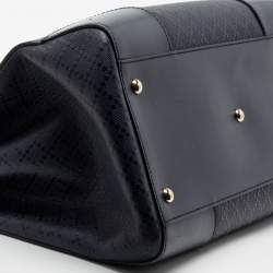 مملوكة مسبقًا Gucci Navy Blue Diamante Leather Top Zip Shopper Tote