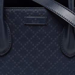 مملوكة مسبقًا Gucci Navy Blue Diamante Leather Top Zip Shopper Tote