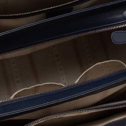 مملوكة مسبقًا Gucci Navy Blue Diamante Leather Top Zip Shopper Tote