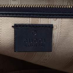 مملوكة مسبقًا Gucci Navy Blue Diamante Leather Top Zip Shopper Tote