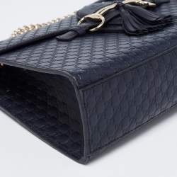 Gucci Navy Blue Microguccissima Leather Medium Emily Shoulder Bag