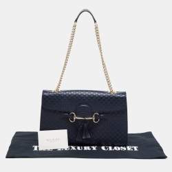 Gucci Navy Blue Microguccissima Leather Medium Emily Shoulder Bag