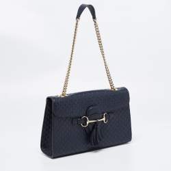 Gucci Navy Blue Microguccissima Leather Medium Emily Shoulder Bag