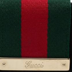 Pre Owned محفظة كونتينينتال غوتشي جلد وكانفاس جي جي أسود قلاب شريط ويب