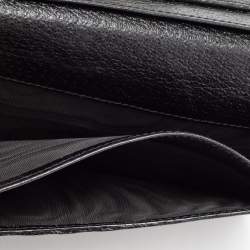 Pre Owned محفظة كونتينينتال غوتشي جلد وكانفاس جي جي أسود قلاب شريط ويب