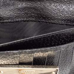 Pre Owned محفظة كونتينينتال غوتشي جلد وكانفاس جي جي أسود قلاب شريط ويب