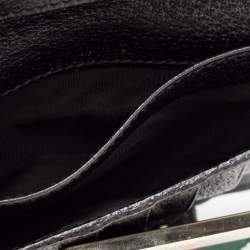 Pre Owned محفظة كونتينينتال غوتشي جلد وكانفاس جي جي أسود قلاب شريط ويب