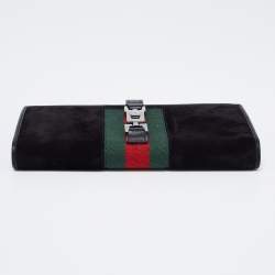 Gucci Black Suede And Canvas Web Wallet