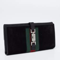 Gucci Black Suede And Canvas Web Wallet