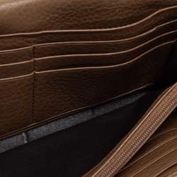 Gucci Brown Leather Soho Flap Continental Wallet