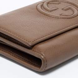 Gucci Brown Leather Soho Flap Continental Wallet