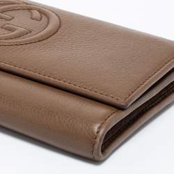 Gucci Brown Leather Soho Flap Continental Wallet