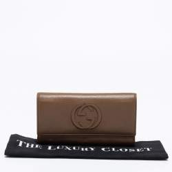 Gucci Brown Leather Soho Flap Continental Wallet