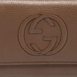 Gucci Brown Leather Soho Flap Continental Wallet