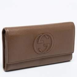 Gucci Brown Leather Soho Flap Continental Wallet