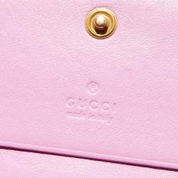 Gucci Pink Matelassé Leather GG Marmont Card Case