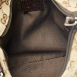Pre Owned Gucci Beige GG Canvas And Leather Web Messenger Bag