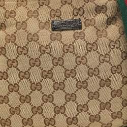 Pre Owned Gucci Beige GG Canvas And Leather Web Messenger Bag