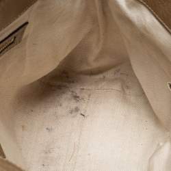 Pre Owned Gucci Beige/Gold GG Canvas and Leather Small Bella Tote