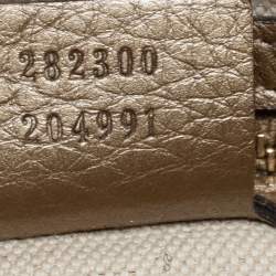 Pre Owned Gucci Beige/Gold GG Canvas and Leather Small Bella Tote